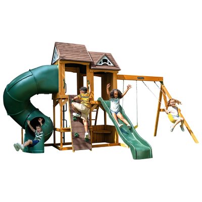 Kidkraft laurentian wooden store swing set