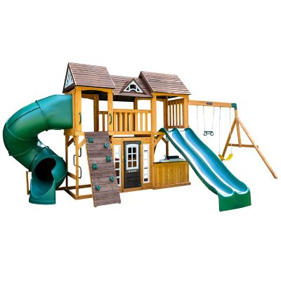 KidKraft Adventure Bend Wooden Swing Set