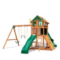Gorilla Playsets Avalon Wood Swing Set with Wood Roof and Twister Tube Slide