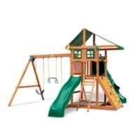 Gorilla Playsets Avalon Treehouse Wood Swing Set with Vinyl Canopy and Twister Tube Slide