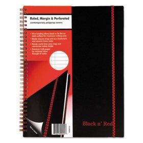 Black n' Red Polypropylene Twinwire Notebook, Margin Rule (70 Sheets/Pad)
