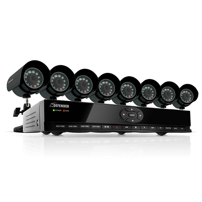 Defender 8-Channel H.264 DVR Security System with 8 CMOS Cameras