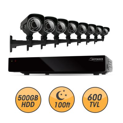 Defender 8 Channel Security System with 500GB Hard Drive, and 8 600TVL 100'  Night Vision Indoor / Outdoor Cameras - Sam's Club