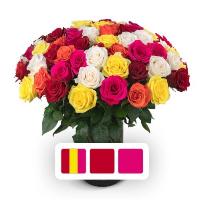 Member's Mark Rose Bouquet and Vase, 100 stems, Choose color variety ...