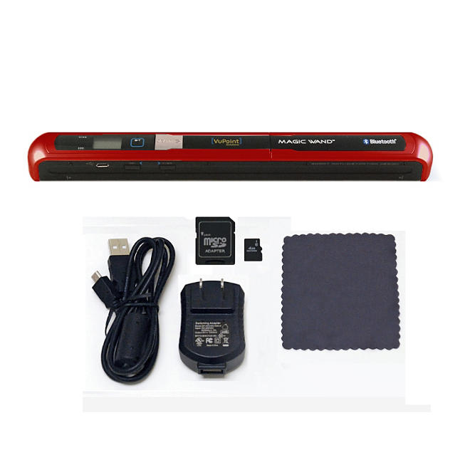 VuPoint Magic Wand Bluetooth Portable Scanner w/4GB microSD Card - Red