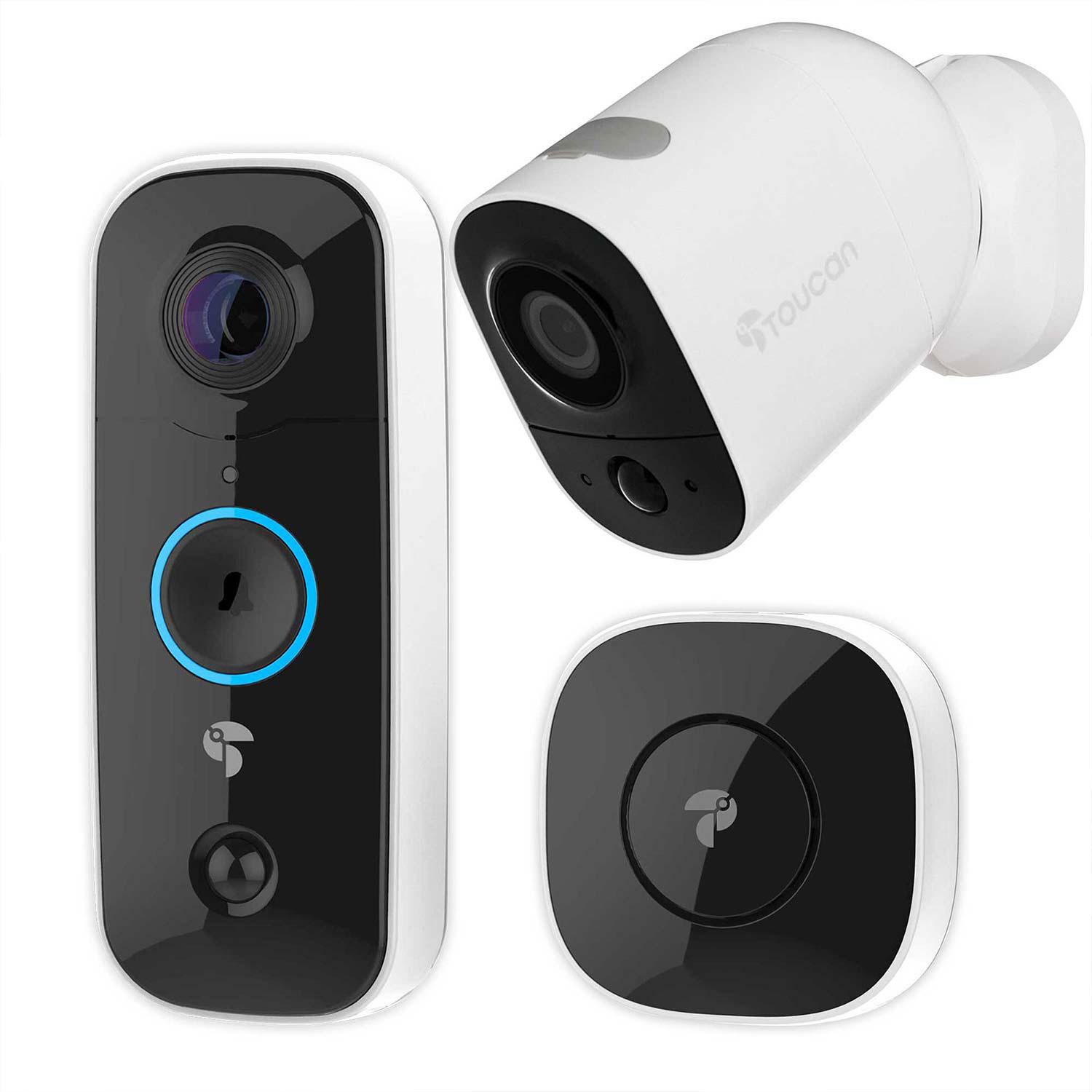 Toucan Wireless Video Doorbell + Outdoor/Indoor Surveillance Camera Bundle Pack