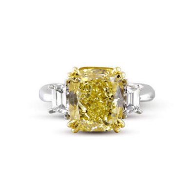 2.91 ct. t.w. Radiant Yellow Diamond Ring in Platinum (Vivid Yellow ...