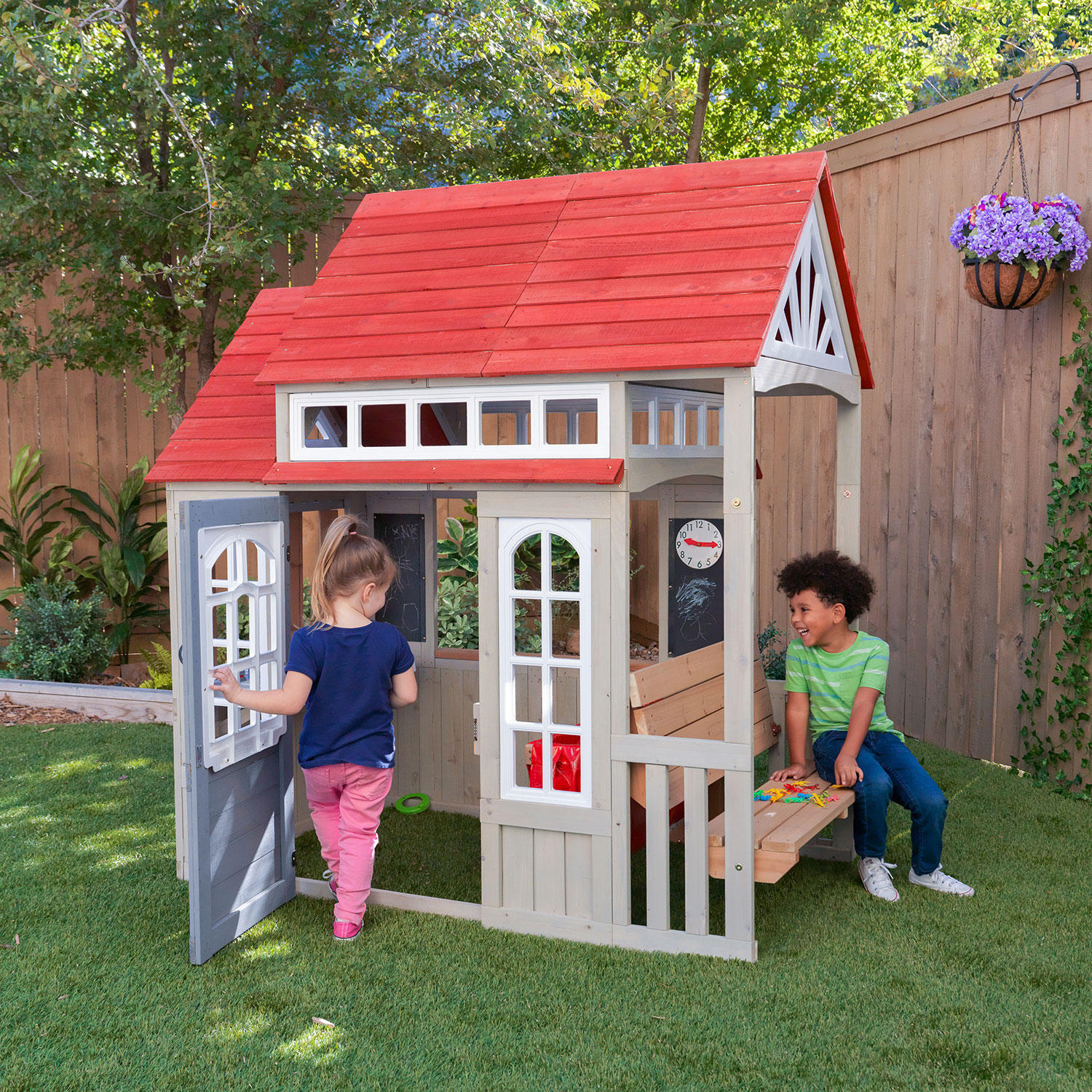 Braewood Wooden Outdoor Playhouse with Bench