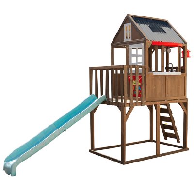 outdoor clubhouse with slide