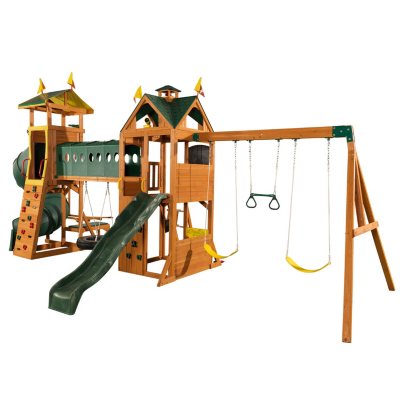 kidkraft mockingbird view swing set & activity center