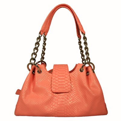 Isabella Adams Ostrich Embossed Leather Rebecca Bag Pink Sam s