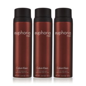 Euphoria for Men 3 Pack Body Spray (5.4 oz., 3 pk.)