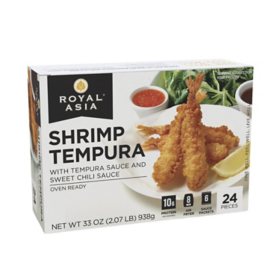 Royal Asia Farm Raised Shrimp Tempura with Tempura and Sweet Chili Sauce, Frozen, 24 ct. per box, 2.07 lbs.