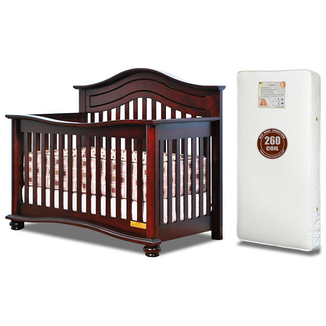AFG Lia 4-in-1 Convertible Crib with 260-Coil Mattress (Choose Your Color)