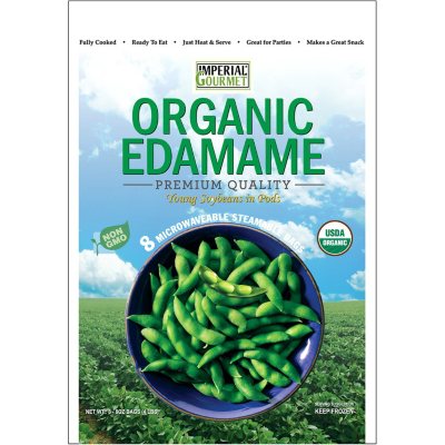 Imperial Gourmet Organic Edamame Single Servings, Frozen (8 bags) Sam