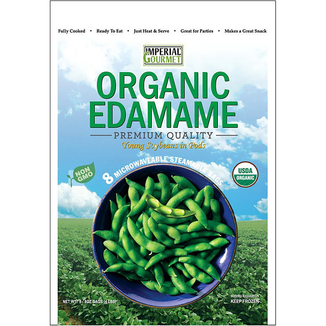 Imperial Gourmet Organic Edamame Single Servings, Frozen (8 bags)