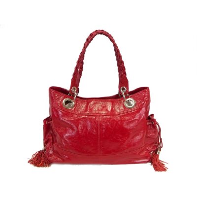 Tasche Crinkle Patent Leather Handbag with Tassel Trim Pockets Red Sam's Club