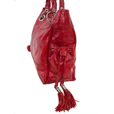 Tasche Crinkle Patent Leather Handbag with Tassel Trim Pockets Red Sam's Club