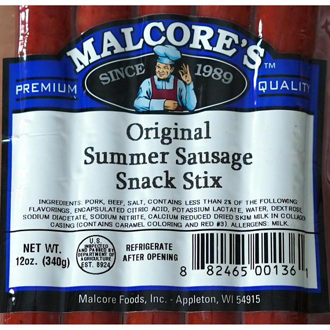Malcore's Summer Sausage Snack Stix, Original 12 oz., 10 ct.