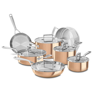 KitchenAid Tri-Ply Copper 12 Piece Cookware Set