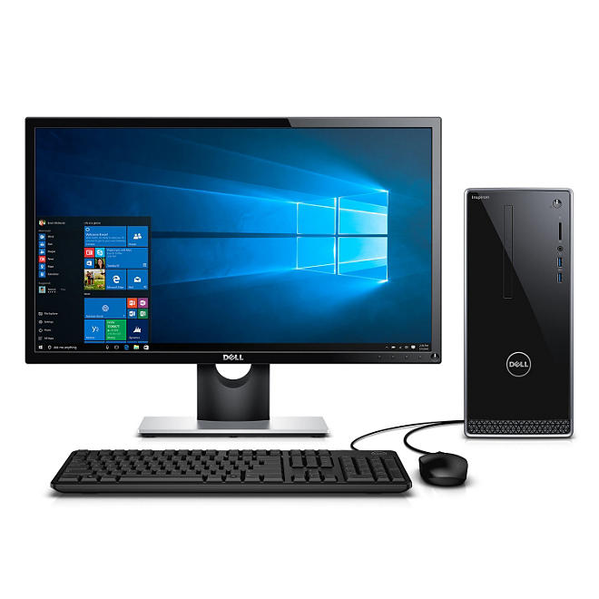 Dell Inspiron 3650 Desktop Bundle with 24" Monitor,Intel Core i5-6400 Processor, 12GB Memory, 1TB Hard Drive, AX210 Speakers, Windows 10