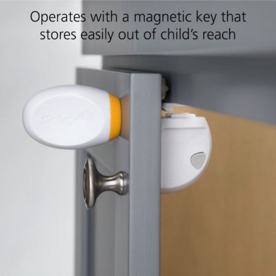 Baby Proofing Magnetic Cabinet Locks - Safeasy Adhesive Children Safety  Magnet Drawers Latches (2) - Yahoo Shopping