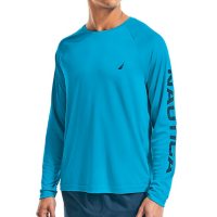 Nautica Men's Long Sleeve Solid Sun Shirt with UPF Protection 