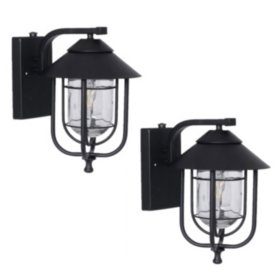 Honeywell 800 Lumen Wall Lantern with LED Vintage Filament Bulb 2-Pack