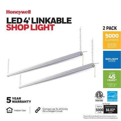 Honeywell 5000 Lumen Aluminum 4 LED Shop Light Set of2 Sam s Club