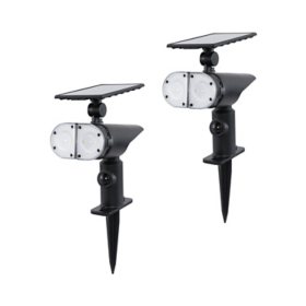 Westinghouse 1000 Lumen LED Solar Spotlights with Pre-linked Feature, 2-Pack