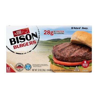 High Plains 85% Lean, 15% fat Bison Burger Patties, Frozen (1/3lb. each, 6  ct.) - Sam's Club