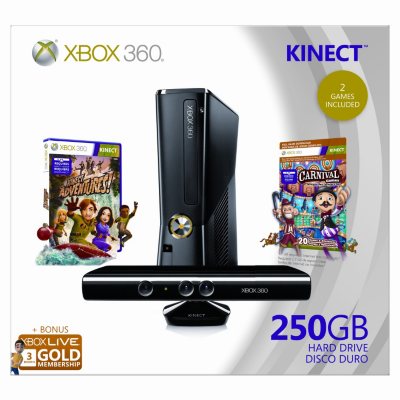 Console Xbox 360 4GB + Kinect Sensor + Game Kinect Adventures +