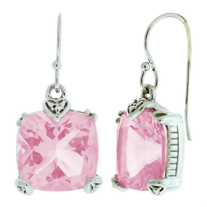Judith Ripka Cushion-Cut Pink Crystal Earrings