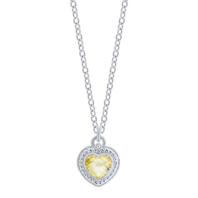 Judith Ripka Stone Heart Drop Necklace with Canary Crystal