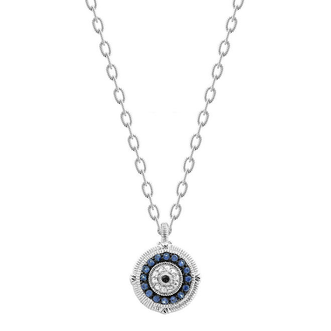 Judtih Ripka Sapphire Evil Eye Necklace in Sterling Silver