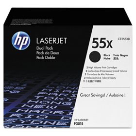 HP 55X Original Laser Jet Toner Cartridge, Black (2 pk., 12,500 Page Yield)