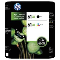 HP 61XL High Yield Original Ink Cartridge, Black/Tri-Color, 2 Pack, 480 Page Yield