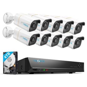 Reolink 4K+/10MP 16-Channel 10 Bullet NVR Wired Security System with 4TB HDD & Smart Detection