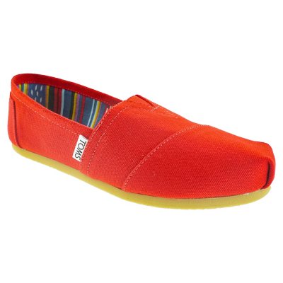 toms red canvas shoes