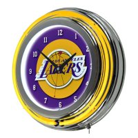 Los Angeles Lakers NBA Chrome Double Ring Neon Clock