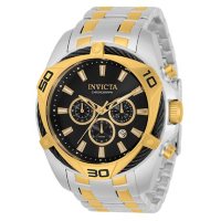 Invicta Men's Bolt Collection Quartz 50mm Two Tone Stainless Steel, Black Dial
