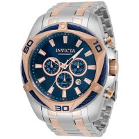 Invicta Men's Bolt Collection Quartz 50mm Two Tone Stainless Steel, Blue Dial