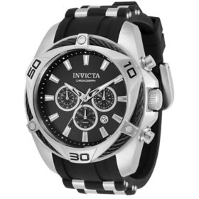 Invicta Men's Bolt Collection Quartz 50mm Black Silicone and Stainless Steel, Black Dial