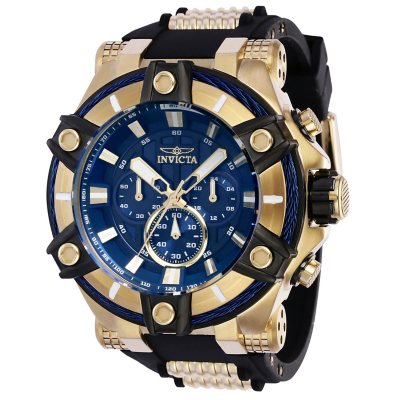 Invicta Men s Bolt Quartz 52mm Gold Tone Stainless Steel Black Silicone Blue Dial Sam s Club