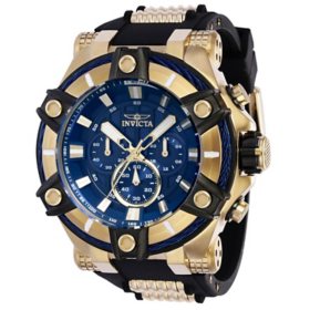 Invicta Men's Bolt Quartz 52mm Gold Tone Stainless Steel & Black Silicone, Blue Dial		