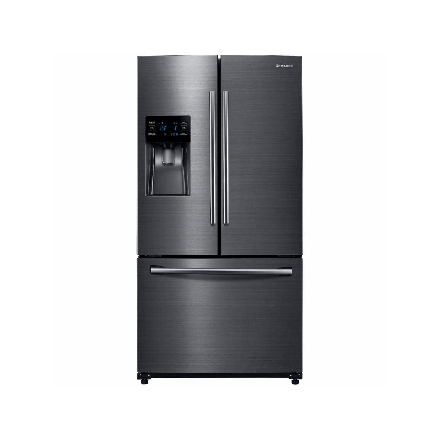 SAMSUNG RF263BEAESG 25.6 Cu. Ft. 3-Door French Door Refrigerator with External Water and Ice Dispenser in Black Stainless Steel