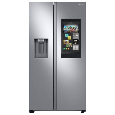 23 cu. ft. Smart Counter Depth 4-Door Flex™ refrigerator with Family Hub™  and Beverage Center in Black Stainless Steel Refrigerators - RF23A9771SG/AA