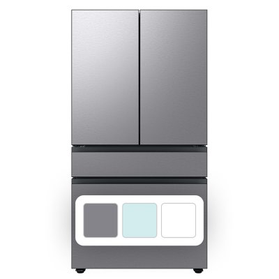 Samsung 23 cu. ft. Smart BESPOKE 4-Door French-Door Refrigerator with Customizable Panel Colors and Beverage Center in Stainless Steel:- Stainless Steel
