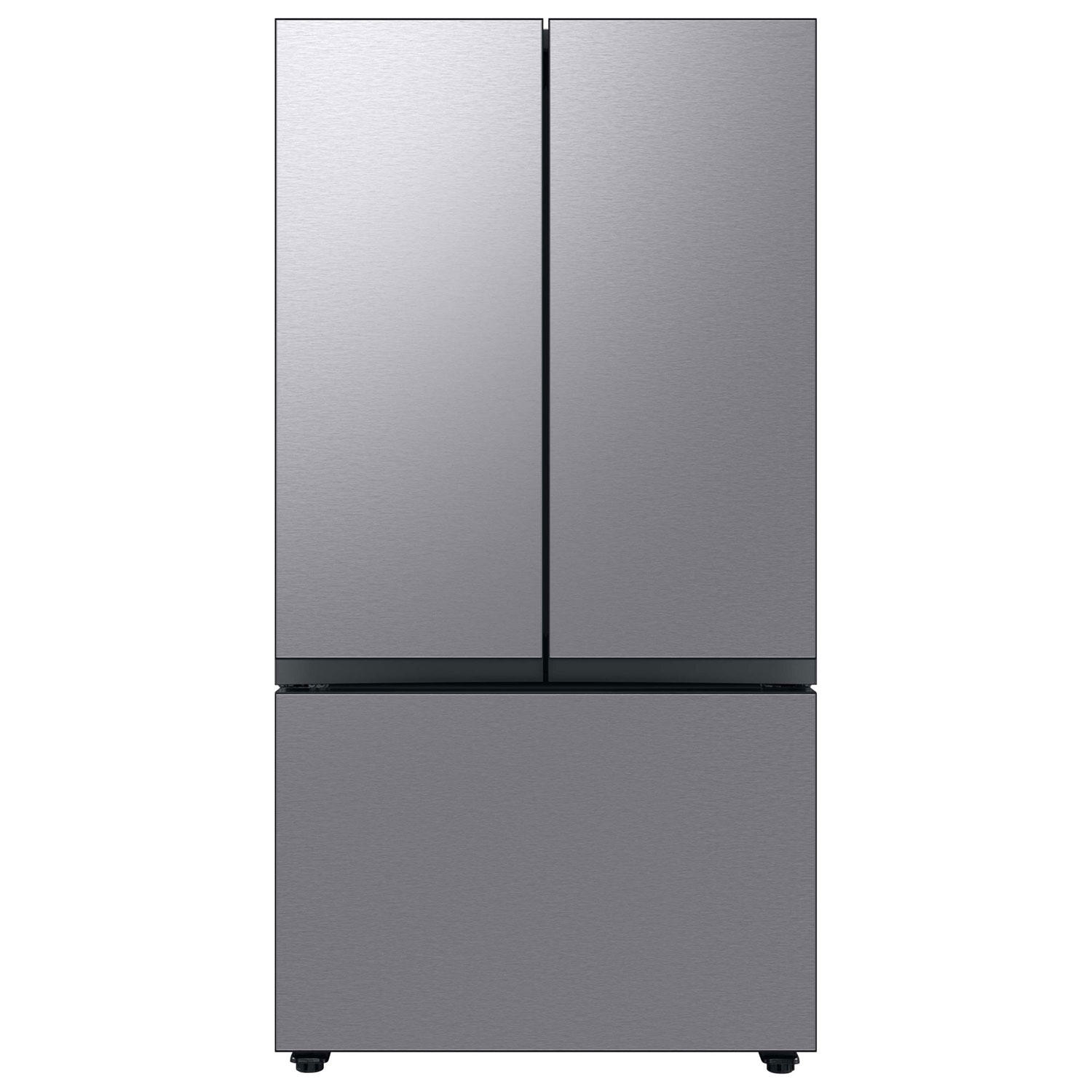 Samsung 30 cu. ft. Smart BESPOKE 3-Door French-Door Refrigerator with Customizable Panel Colors and AutoFill Water Pitcher in Stainless Steel