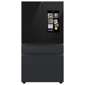 Samsung 29 cu. ft. Smart BESPOKE 4-Door French-Door Refrigerator with Family Hub in Charcoal Glass Top and Family Hub Panels with Matte Black Steel Middle and Bottom Panels